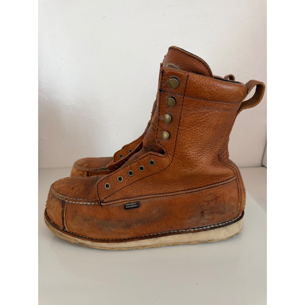 Irish Setter Ashby 83856 Mens 12 D Waterproof Steel Toe Work Boots Brown Leather